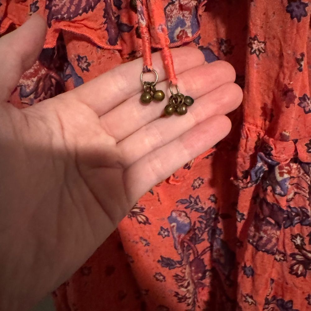 Intamately Free People Sunrise Nightie in Carnation Coral Floral Ruffle Dress - Picture 7 of 7